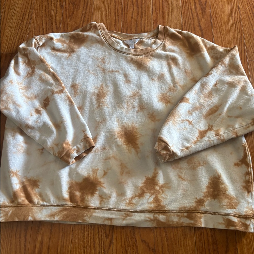 TIE-DYE SWEATSHIRT * BROWN-RUST & OFF-WHITE * 100% COTTON * COZY CREWNECK sz XXL - Picture 3 of 7